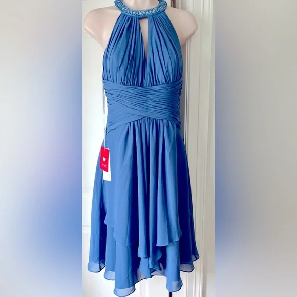 JJs House | Dresses | Jjs House Slate Blue Halter Dress Size 4 Nwt |  Poshmark
